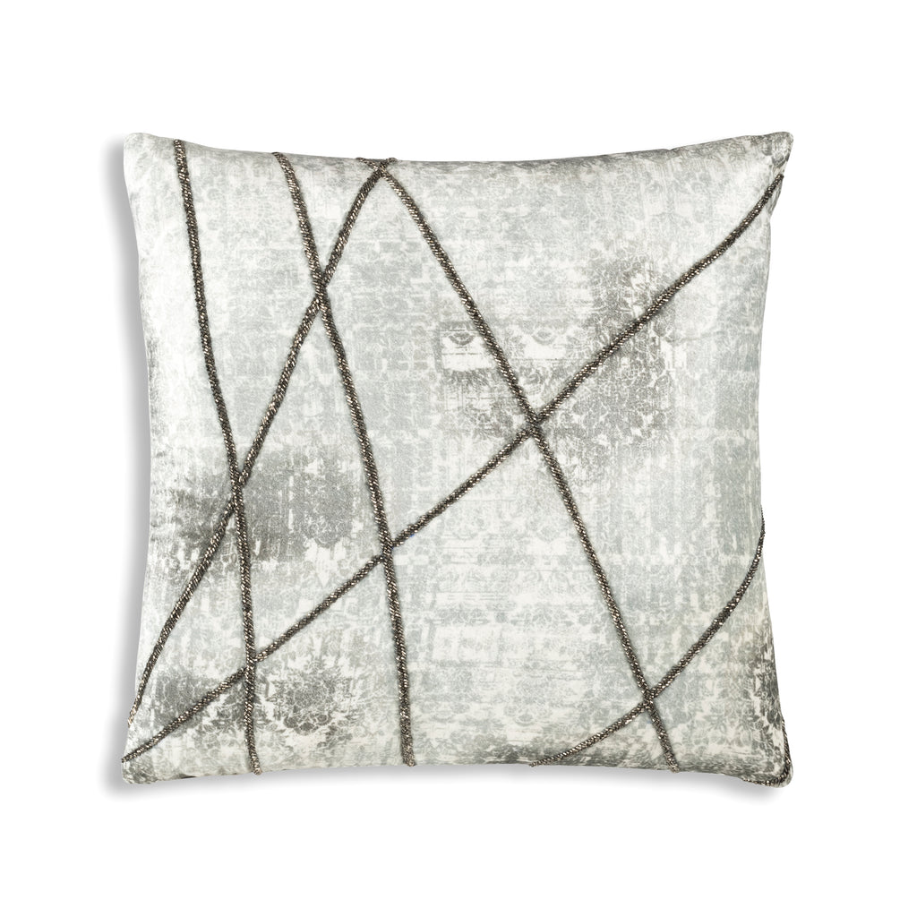 Liam Grey And Aqua Printed Pillow