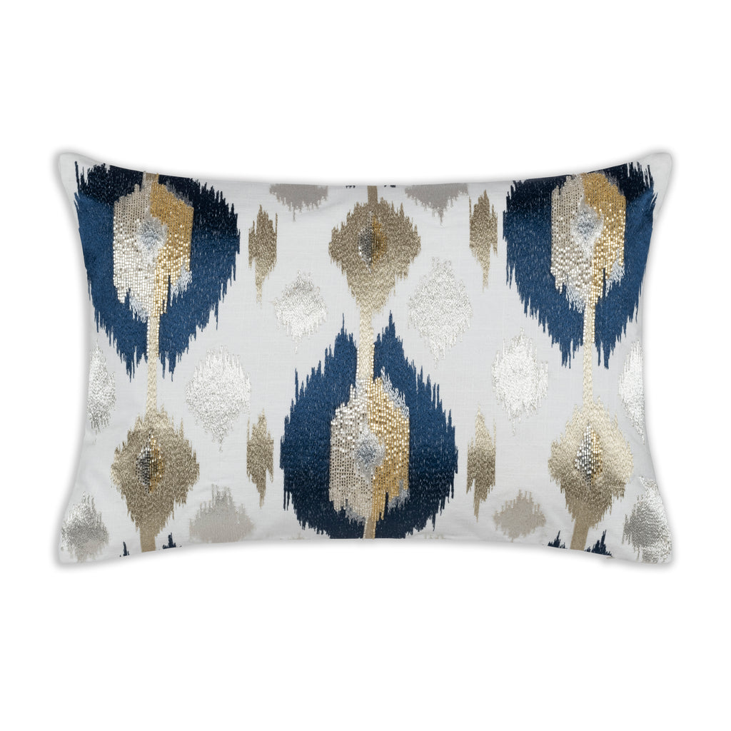 Maia Embroidered Ikat Lumbar Pillow