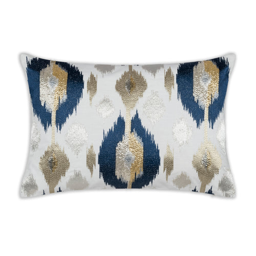 Maia Embroidered Ikat Lumbar Pillow