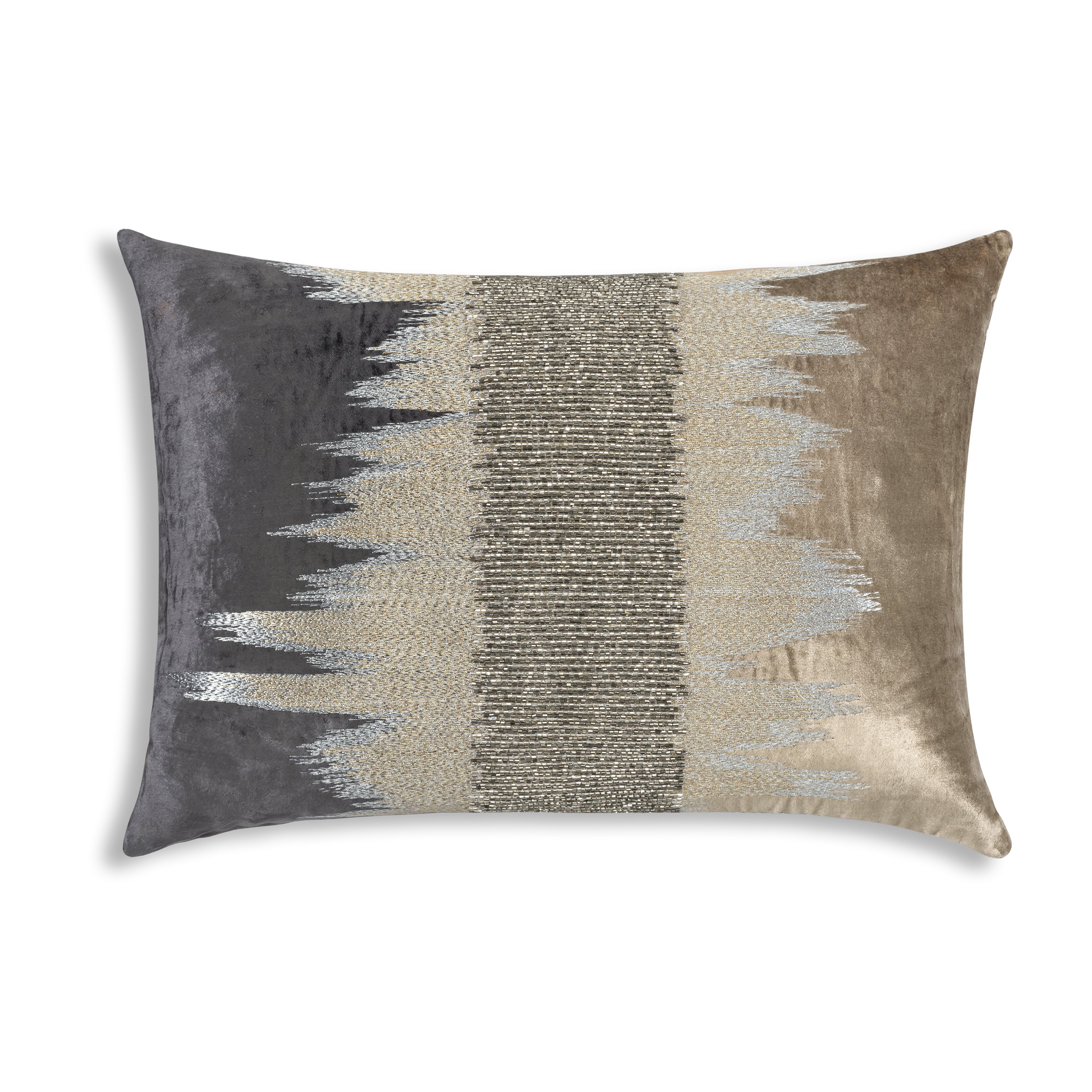Mira Beige Charcoal Velvet Pillow