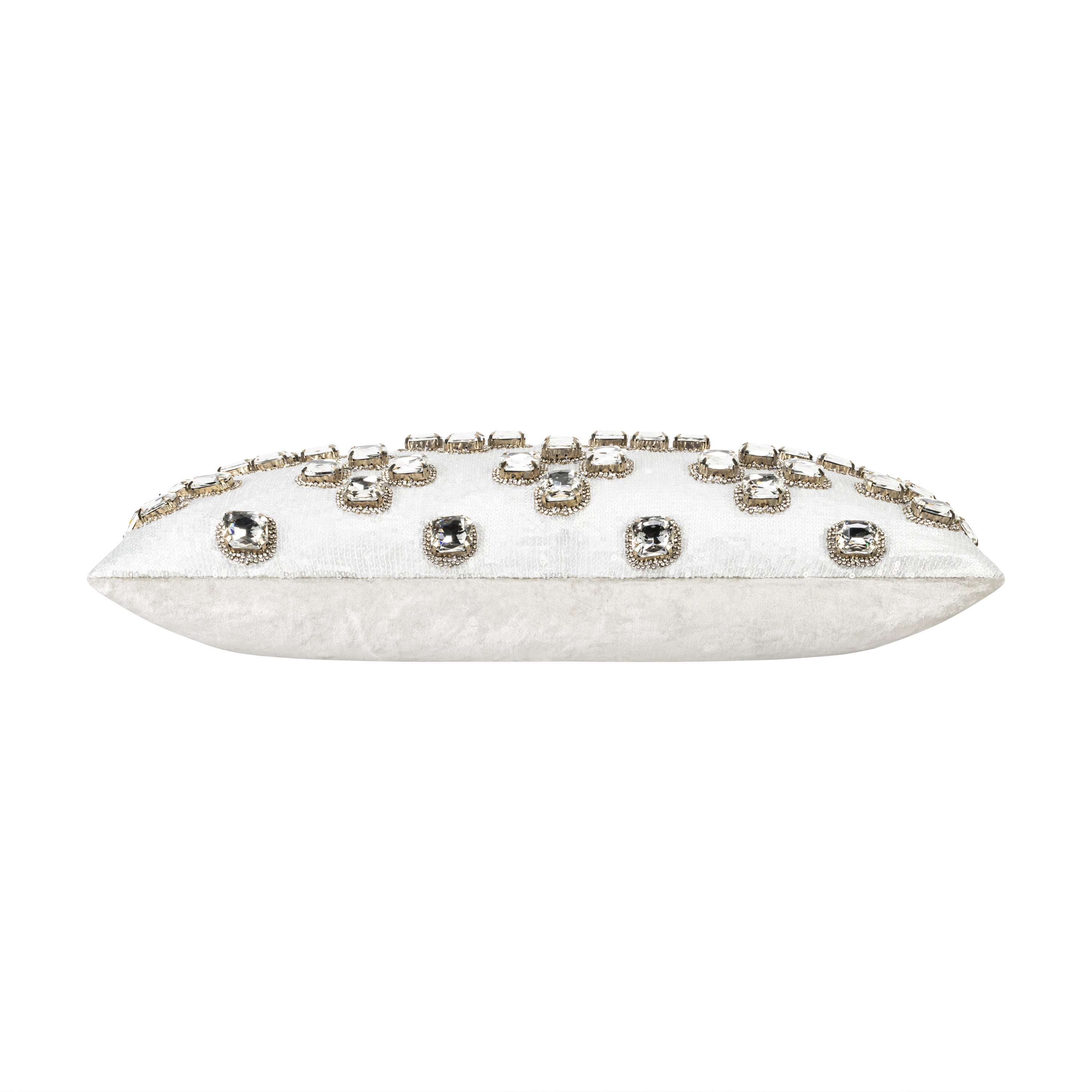 Amelia Bedazzled Crystal Silver Lumbar Pillow