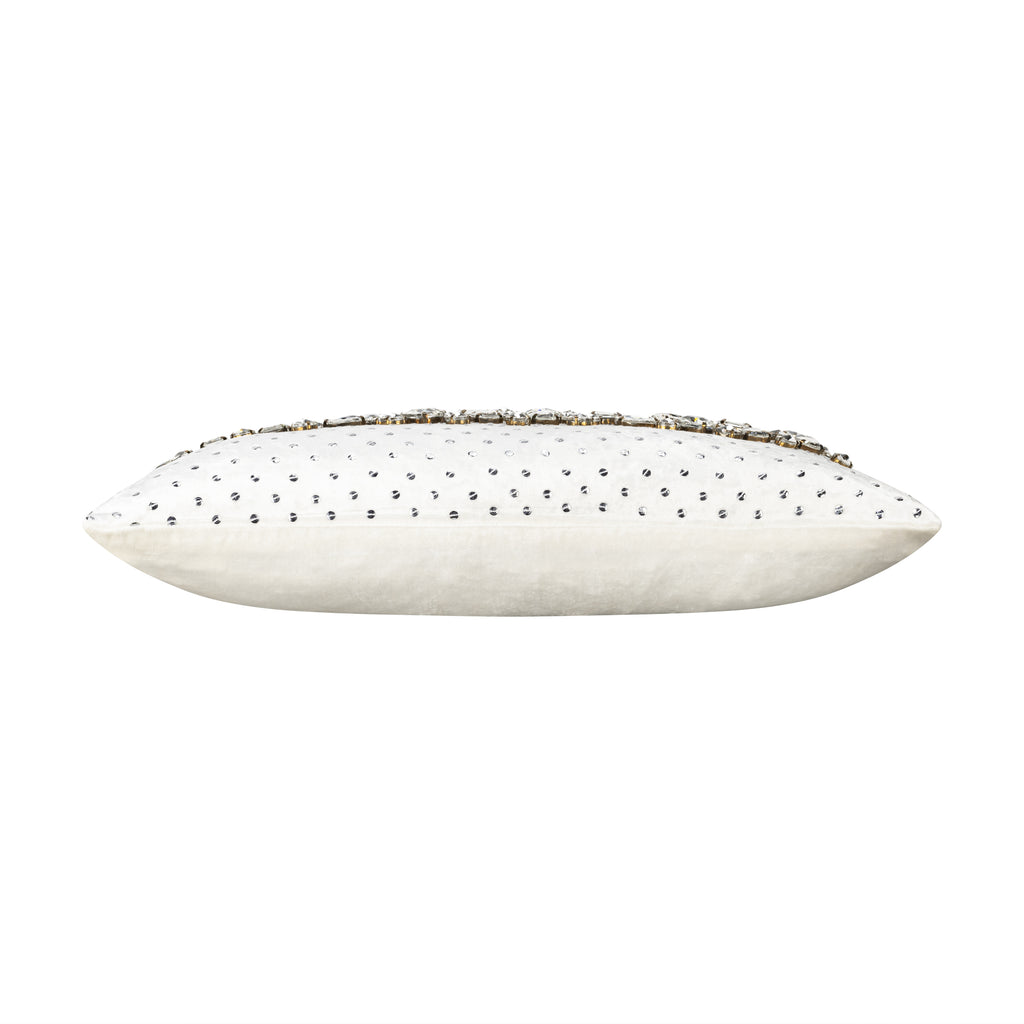 Lola Bedazzled Crystal White Lumbar Pillow