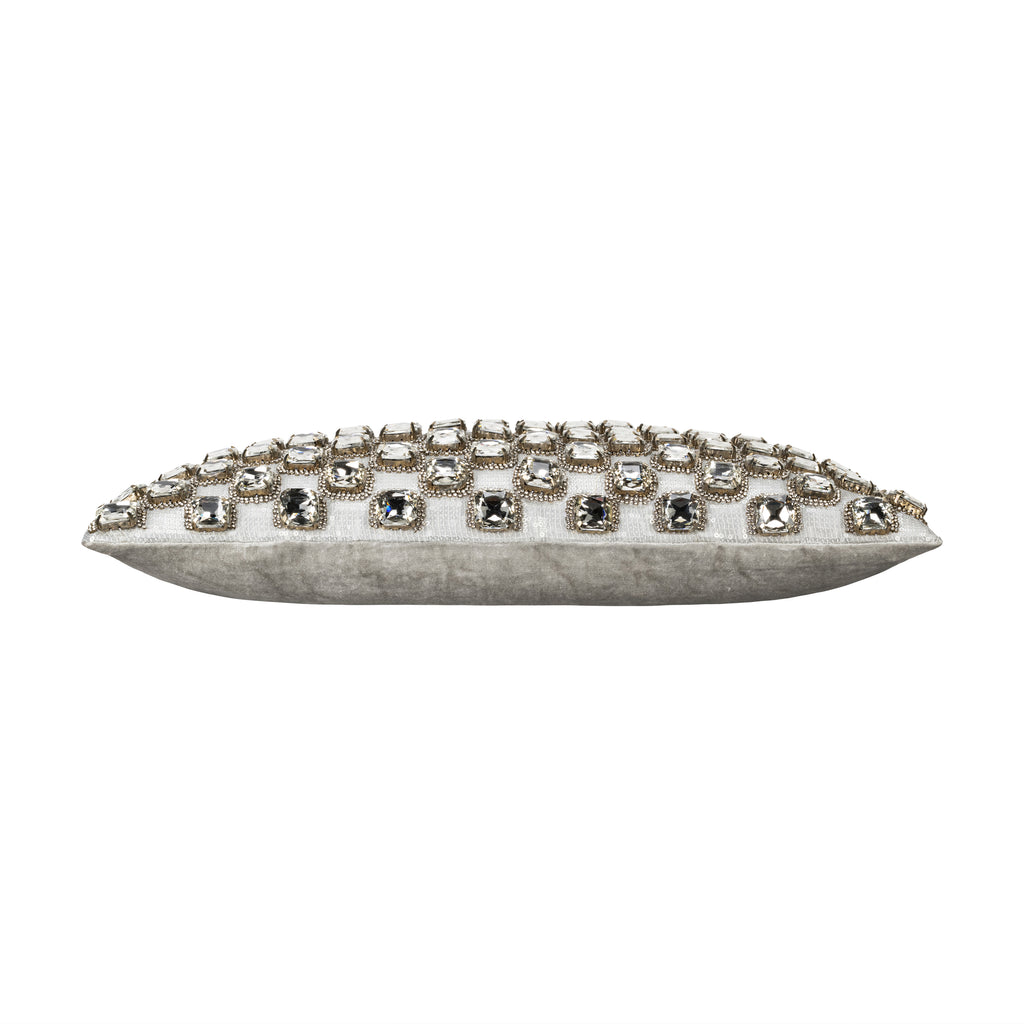 Sophie Bedazzled Crystal Silver Lumbar Pillow
