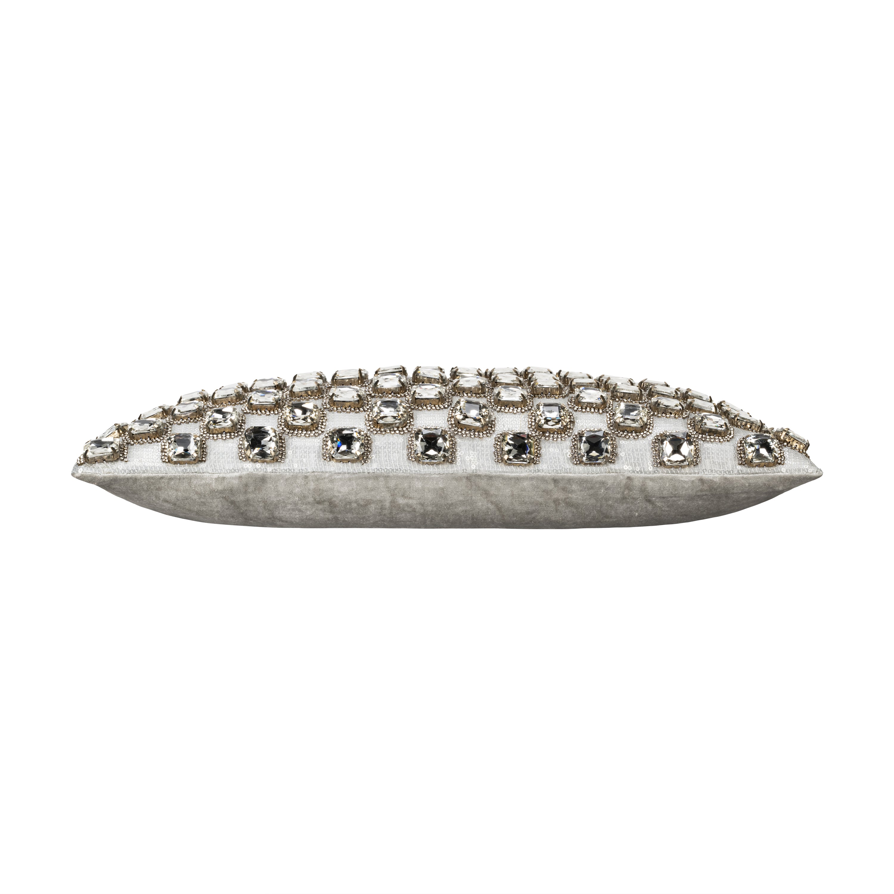 Sophie Bedazzled Crystal Silver Lumbar Pillow