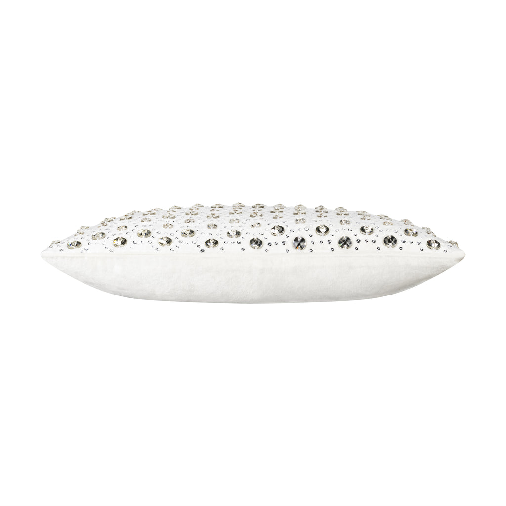 Violette Bedazzled Crystal Ivory Lumbar Pillow