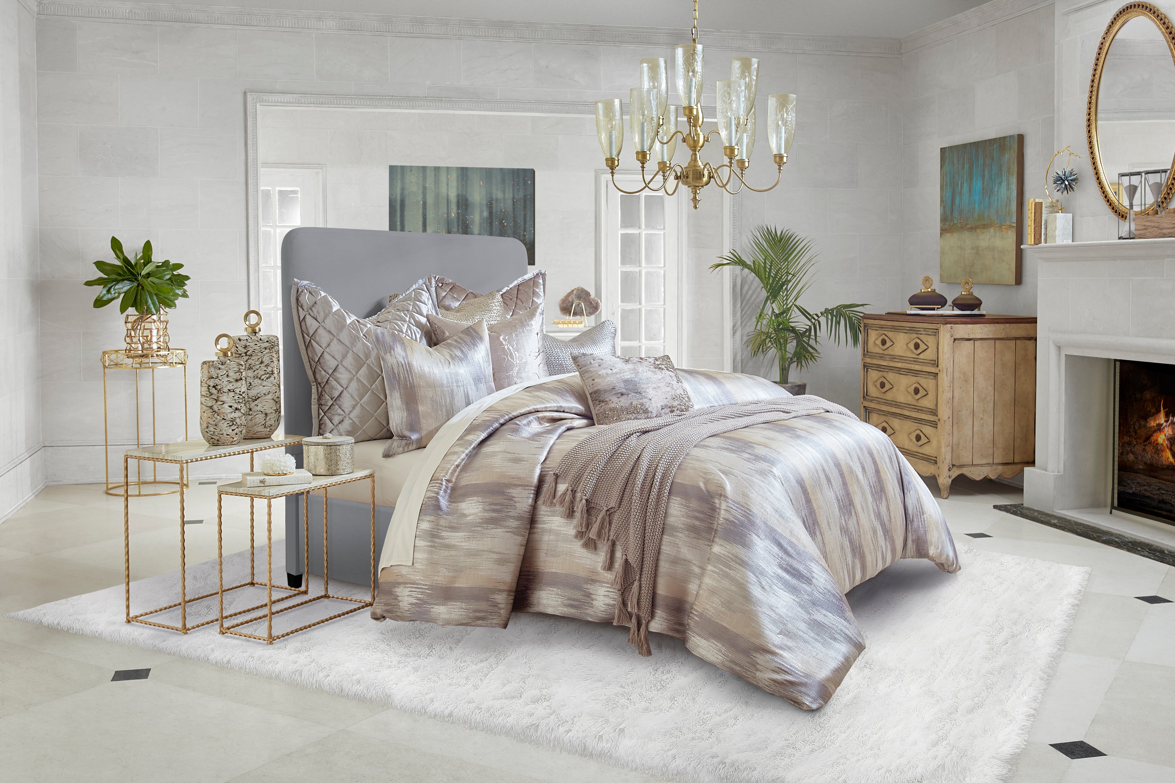Opal Grey And Gold Duvet