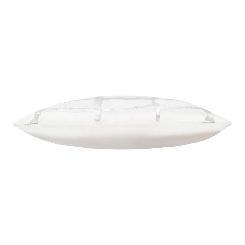 Oslo White Silver Velvet Pillow