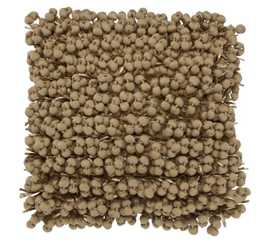 Pompom Woven Beige Pillow