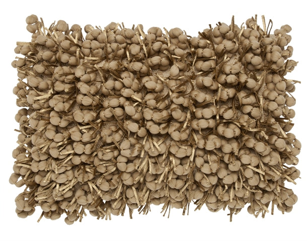Pompom Woven Beige Pillow