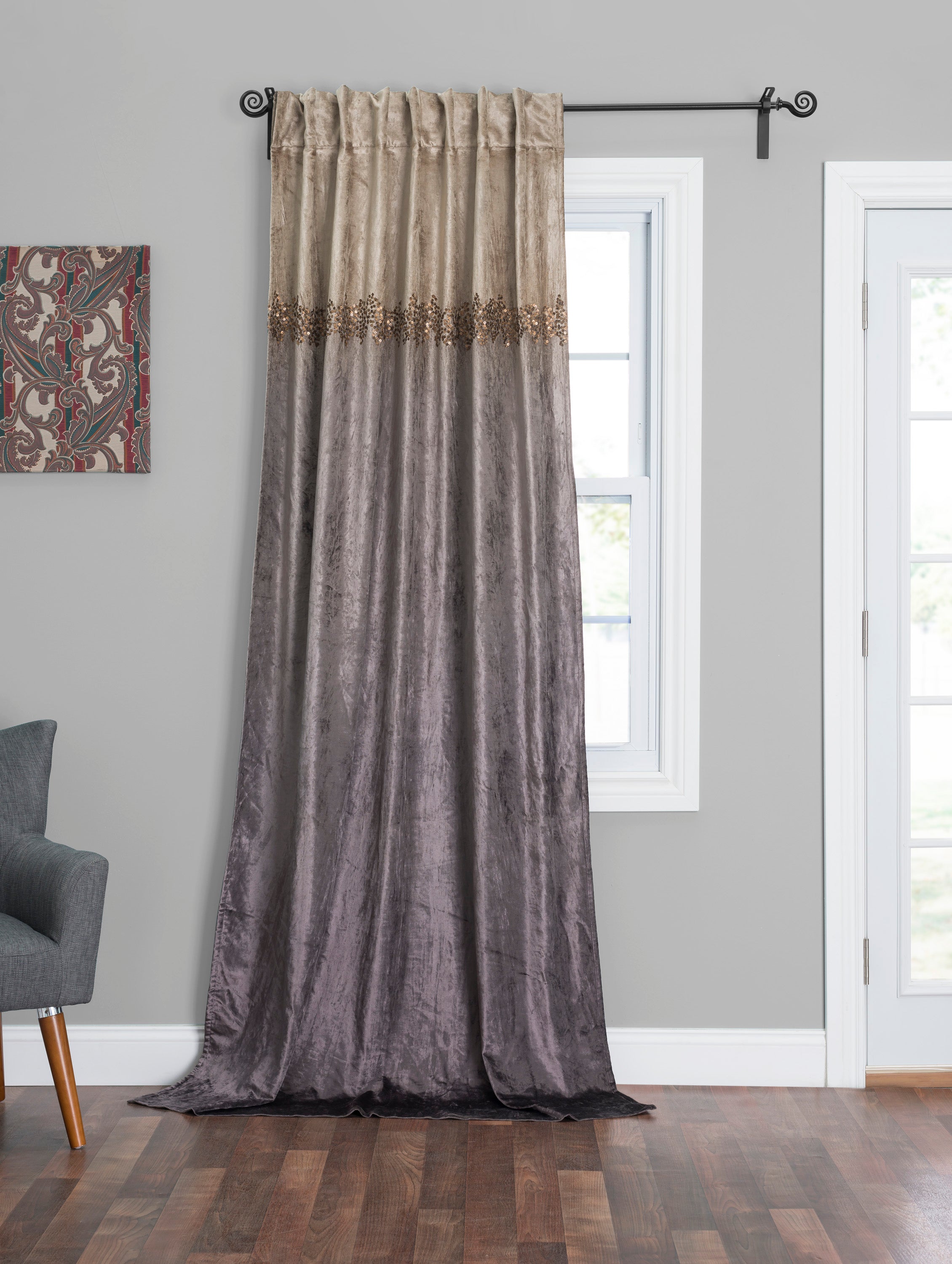 Raina Charcoal Ombre Velvet Panel