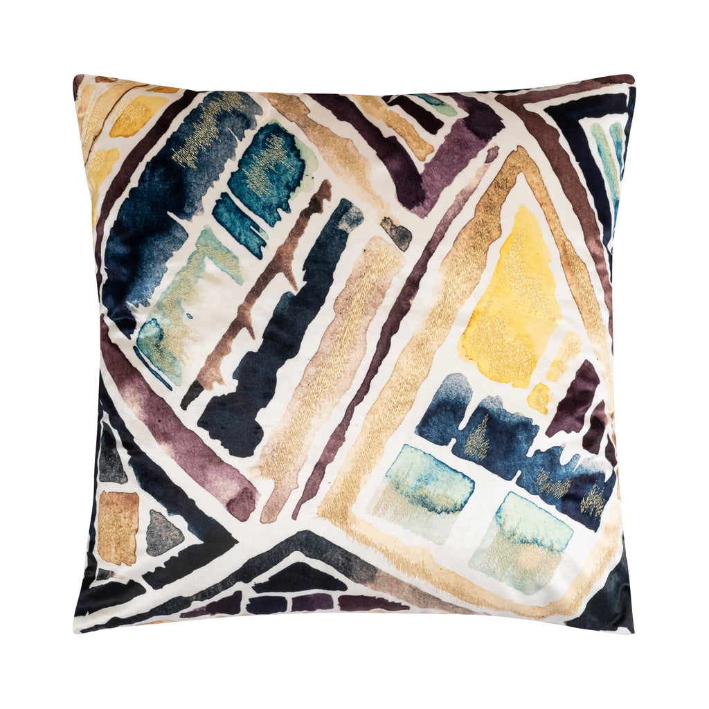 Sepia Abstracted Printed Velvet Pillow