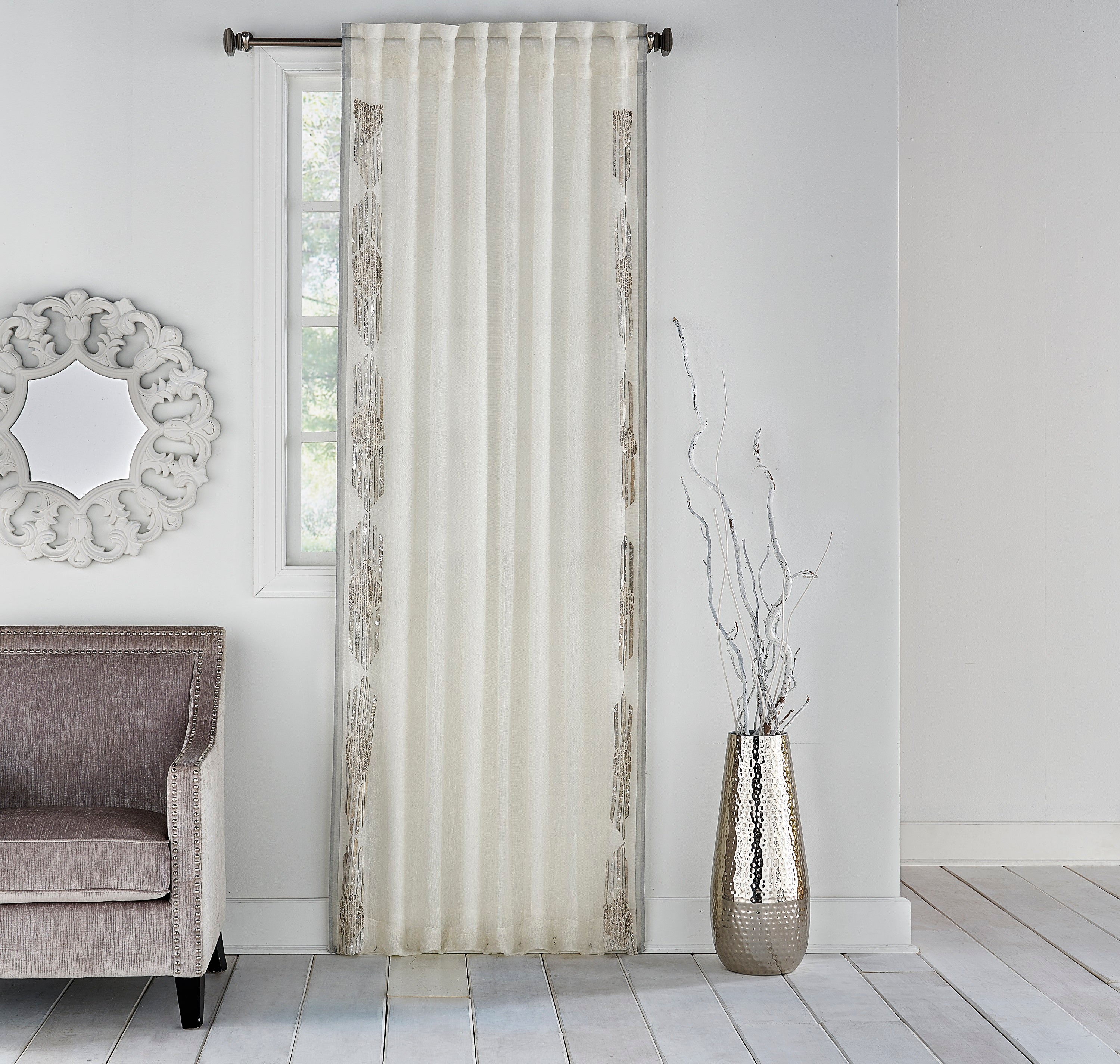 Zuri Ivory Silver Linen Panel